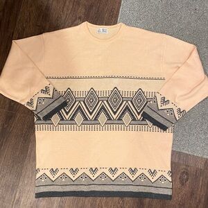 Peach Geometric German Crewneck Sweater